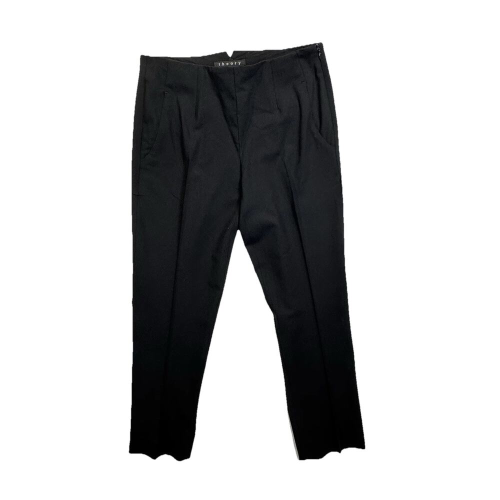Theory Women's Size 0 Black Wool Tapered Leg Medium Rise Dress Pants B0911118